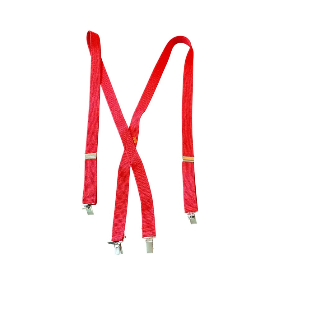 Levi's Suspenders Red Orange Tab Vintage X-Back Adjustable Metal Clip-On Mens